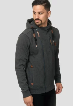 Indicode Jeans Elm - Sweater Met Rits - Charcoal -Indicode Jeans Verkoop winkel 01f81f7872e4446dad32cced318a9c11